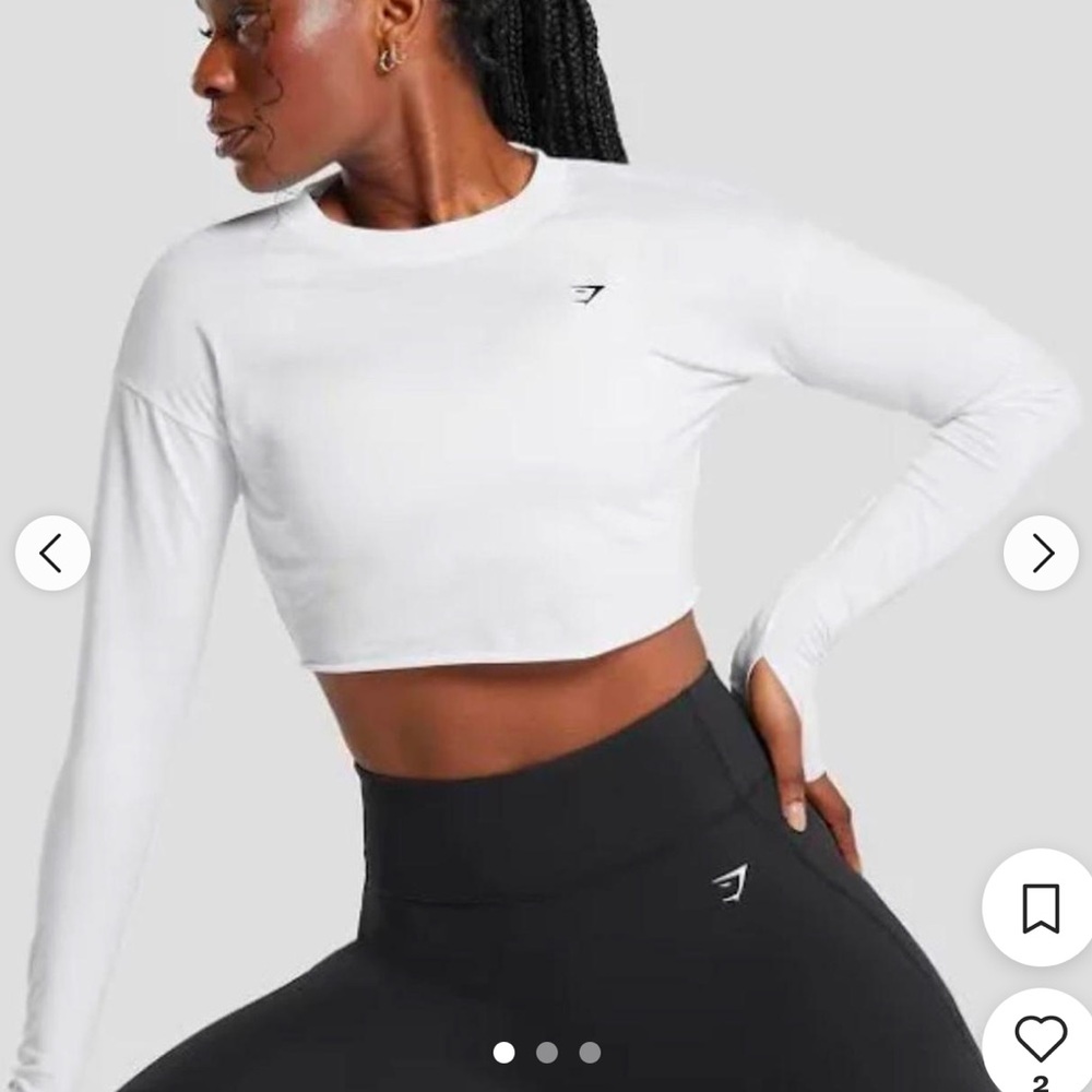 Gymshark long sleeve white crop top